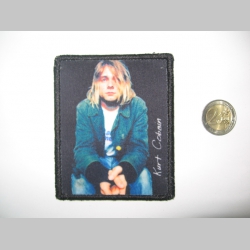Nirvana - Kurt Cobain ofsetová nášivka po krajoch obšívaná  cca. 9x9cm